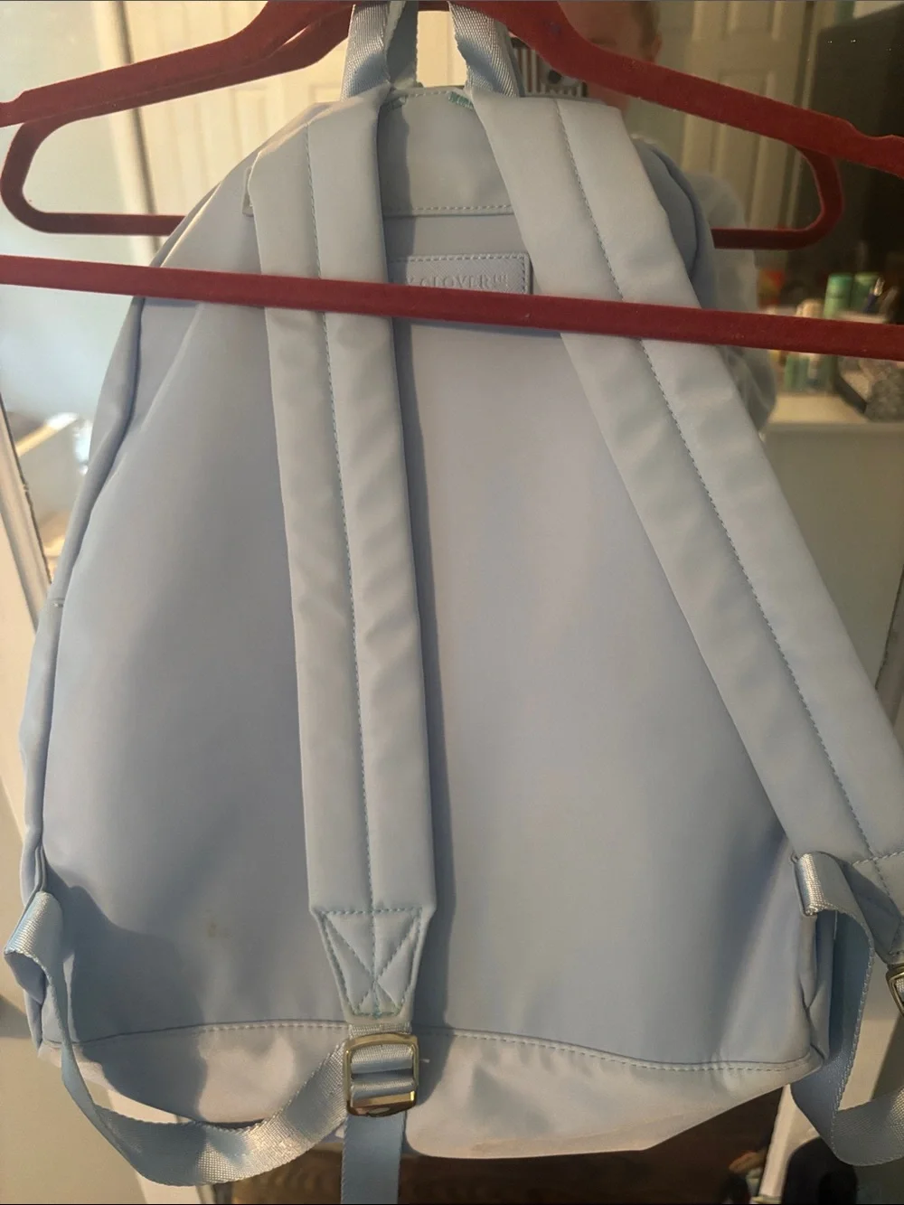 Stoney Clover Lane Light Blue Backpack with Pink MB Patch